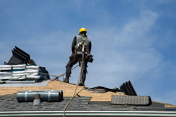 Professional Gutter Installation technician working in South Orleans, MA